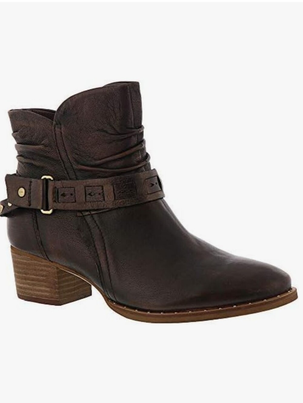 Earth DESOTO Dark Brown Leather Ankle Boot with Buckle Strapt